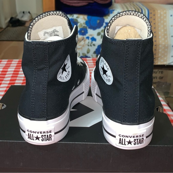 Women CONVERSE Chuck Taylor All Star  CTAS LIFT HI BLACK WHITE 560845F Size 6 - Picture 10 of 16